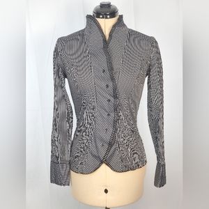 Mexx Small Black & White Striped Button Down Shirt